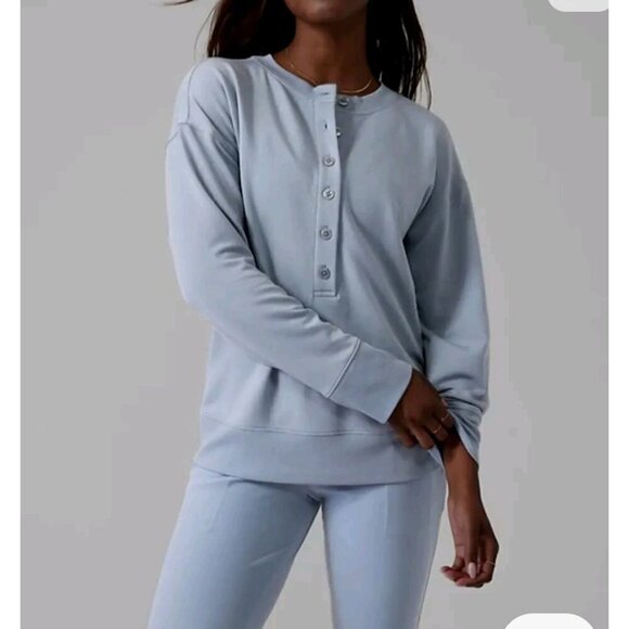 Athleta Balance Henley Sweatshirt Blue Star Size L - Picture 5 of 11